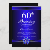 Invitation Noir et bleu 60e anniversaire Fête (Devant / Derrière)