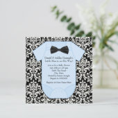 Invitation Noir et bleu Damask Baby Boy Douche (Debout devant)