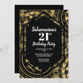 Invitation Noir et Diamant Pailleté Tatau (Devant / Derrière)