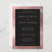 Invitation Noir et Faux Rose Gold Foil Mariage moderne (Devant)