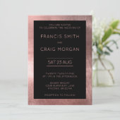 Invitation Noir et Faux Rose Gold Foil Mariage moderne (Debout devant)