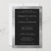 Invitation Noir et Faux Silver Foil Mariage moderne (Devant)