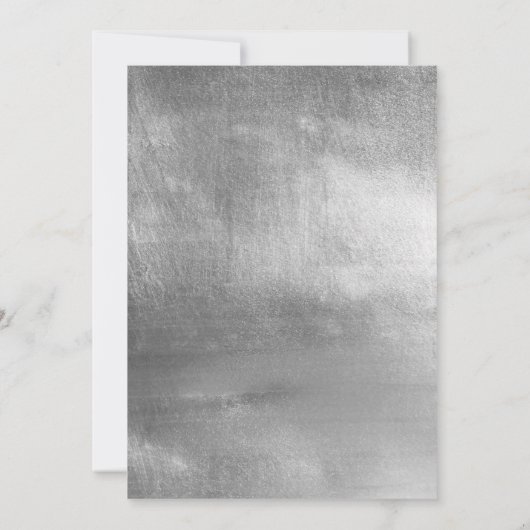 Invitation Noir et Faux Silver Foil Mariage moderne (Dos)