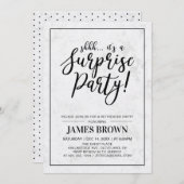 Invitation Noir et marbre | Parti de retraite surprise modern (Devant / Derrière)