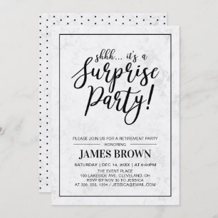 Invitation Noir et marbre   Parti de retraite surprise modern