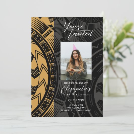 Invitation Noir et or (Debout devant)