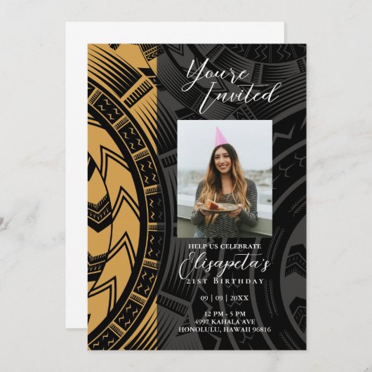 Invitation Noir et or (Devant / Derrière)