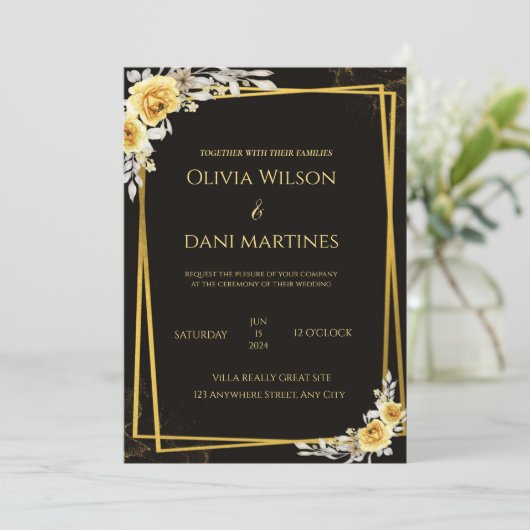 Invitation Noir et or (Debout devant)