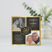 Invitation Noir et Or 50e Anniversaire de Mariage (Debout devant)