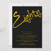 Invitation Noir et or Adulte 80e fête d'anniversaire (Devant)