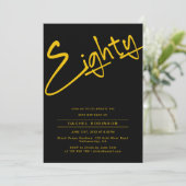 Invitation Noir et or Adulte 80e fête d'anniversaire (Debout devant)