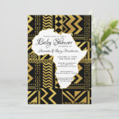 Invitation Noir et Or Afrique Tribale Baby Shower (Debout devant)