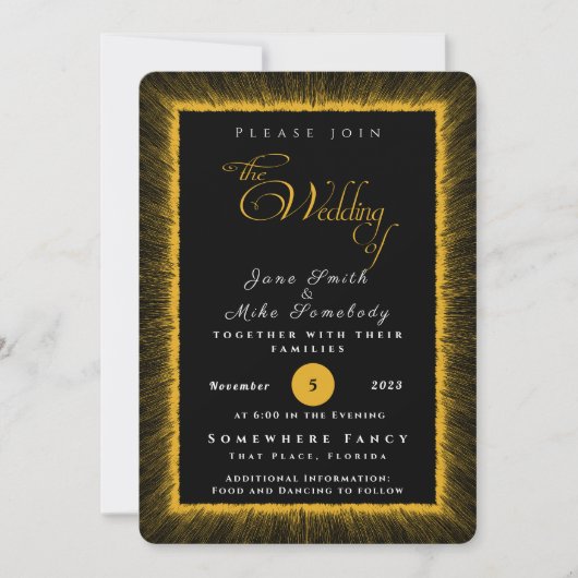 Invitation Noir et or avec monogramme (Devant)