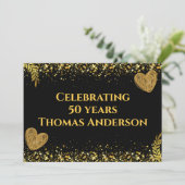 Invitation Noir et or célébrant 50 ans (Debout devant)