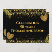 Invitation Noir et or célébrant 50 ans (Devant / Derrière)