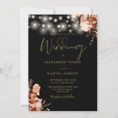 Invitation Noir Et Or Chaîne Lights QR Code Mariage de automn (Devant)