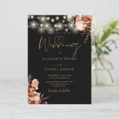 Invitation Noir Et Or Chaîne Lights QR Code Mariage de automn (Debout devant)