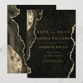 Invitation Noir et or champagne Moderne Enregistrez la date (Devant / Derrière)
