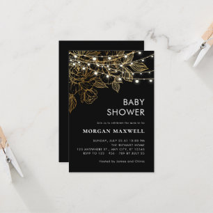 Invitation Noir et or Classy Moderne Baby shower élégant
