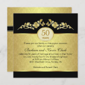 Invitation Noir et or, damas 50e anniversaire de mariage (Devant / Derrière)