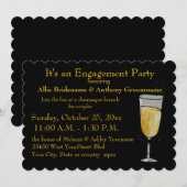 Invitation Noir et or de partie de fiançailles (Devant / Derrière)