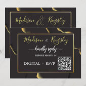 Invitation Noir et or 💡 huile d'encre Abstraite moderne (Devant / Derrière)