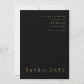 Invitation Noir et Or Mariage moderne Enregistrer les Dates (Devant)