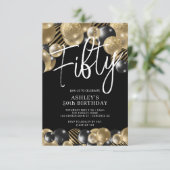 Invitation Noir et or moderne 50e anniversaire (Debout devant)
