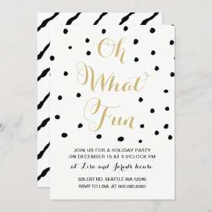 Invitation noir et or Oh quel Fun holiday Party