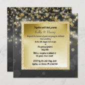 INVITATION NOIR ET OR ROYAL BUBLES MARIAGE INVITER NOUVEAU (Devant / Derrière)