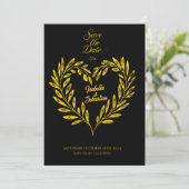 Invitation Noir et Or Sauvegarder la Date - Mariage Intempore (Debout devant)