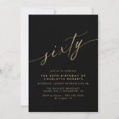 Invitation Noir et or | Simple Glam Luxe 60e anniversaire (Devant)