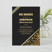 Invitation Noir et or Surprise 100e anniversaire Dîner (Debout devant)
