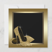 Invitation Noir et or talons hauts femmes 50e anniversaire (Dos)
