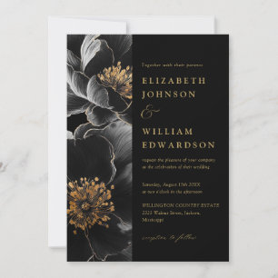 Invitation Noir Et Or Tout En Un Mariage Floral De Luxe