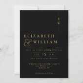 Invitation Noir Et Or Tout En Un Mariage Monogramme Moderne (Devant)