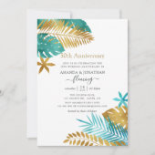 Invitation Noir et Or Tropical 50e Anniversaire de Mariage (Devant)