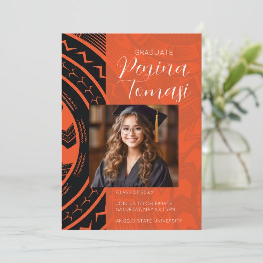 Invitation Noir et orange (Debout devant)