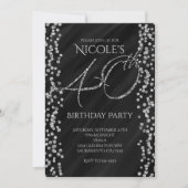 Invitation Noir et paillettes argentées Fausse 40 40e anniver (Devant)