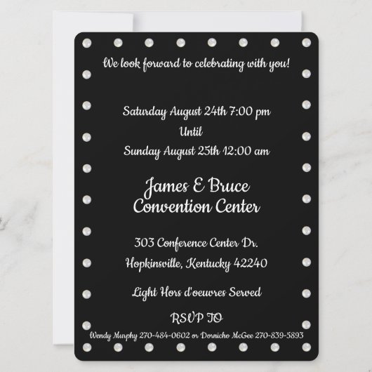 Invitation noir et perles (Dos)