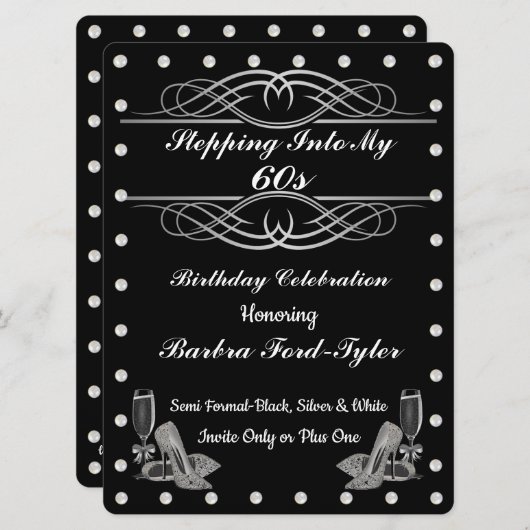 Invitation noir et perles (Devant / Derrière)