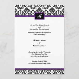 Invitation noir et pourpre de mariage de