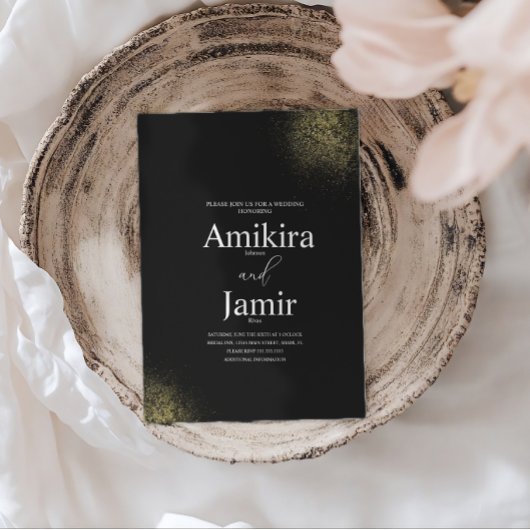 Invitation Noir et poussiéreux Pixie Faux Mariage