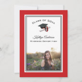 Invitation Noir et Rouge Casquette et Gland | Photo Remise de (Devant)