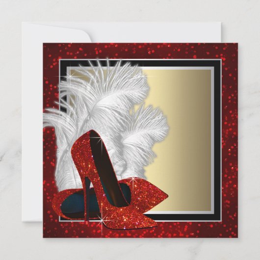 Invitation Noir et rouge et or talons hauts fête d'anniversai (Dos)
