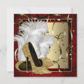 Invitation Noir et rouge et or talons hauts fête d'anniversai (Dos)