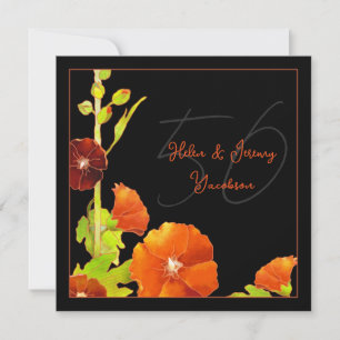 Invitation Noir et rouge floral 50e anniversaire de mariage d