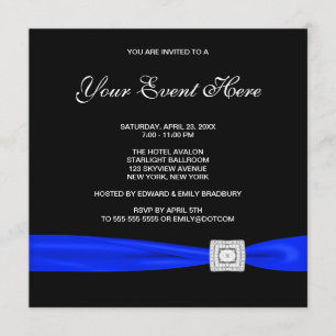 Invitation Noir et Royal Bleu Toutes les occasions