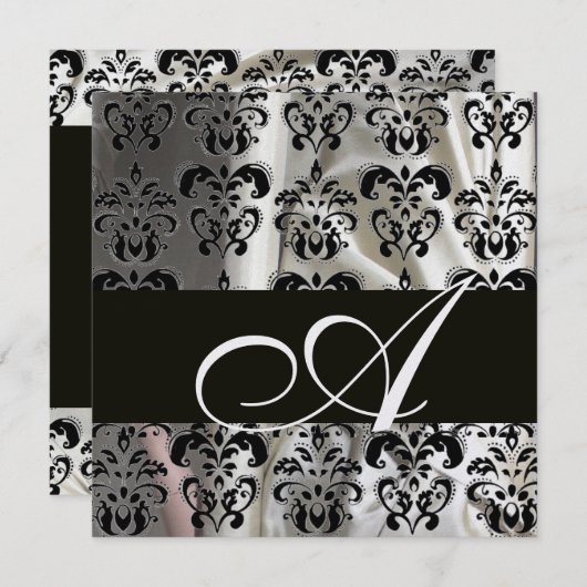 Invitation NOIR ET SOIE BLANCHE DOMMASK CLOS MONOGRAMME Ice M (Devant / Derrière)