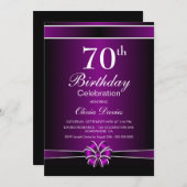 Invitation Noir et violet 70e anniversaire (Devant / Derrière)